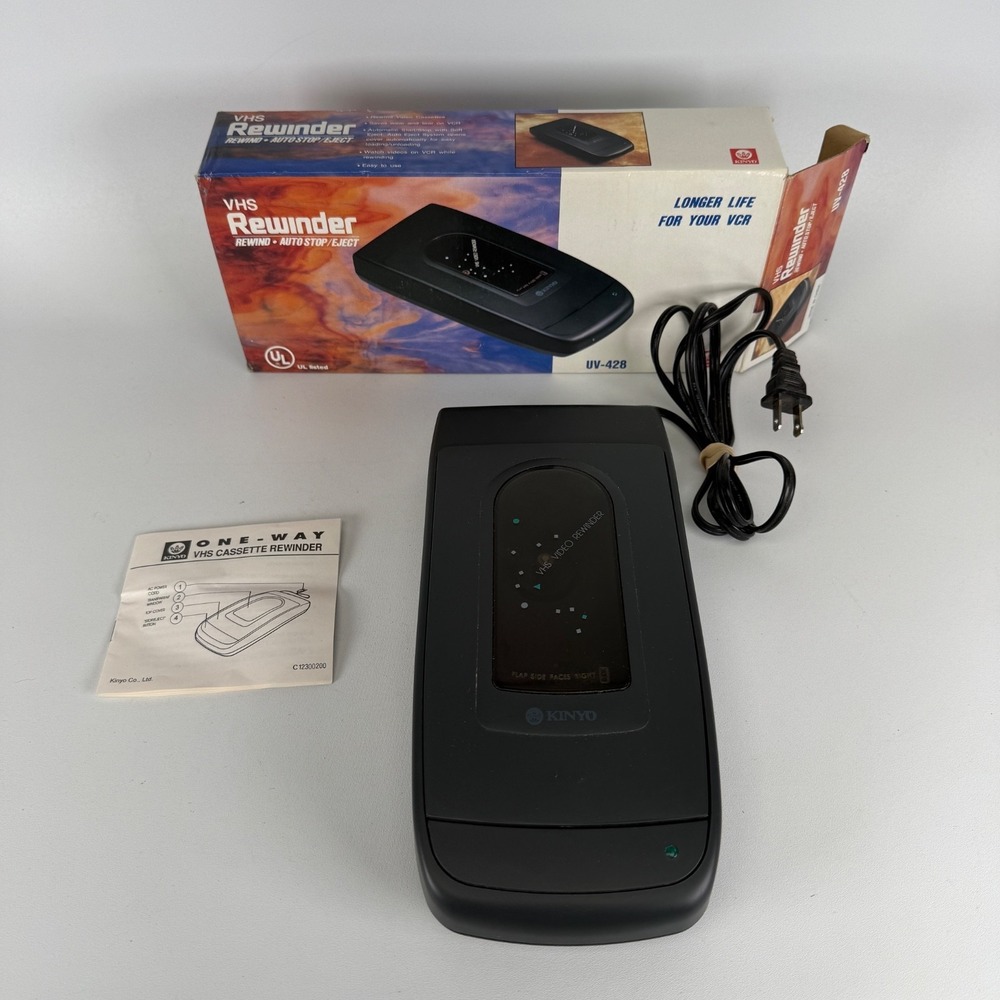 NIB KINYO VHS VCR Video Tape Rewinder MODEL UV428 Auto Stop Ejects Open Box